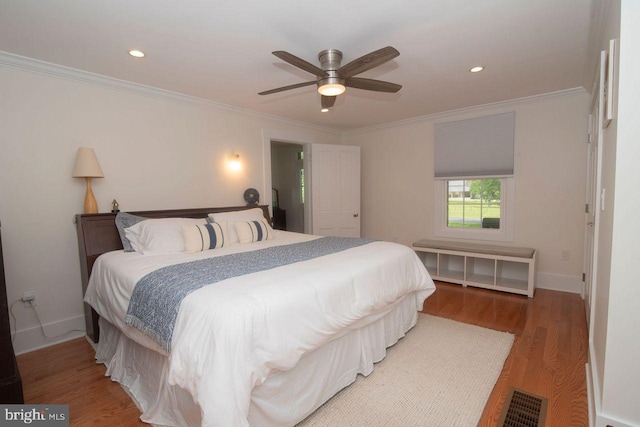 716 Old Fallston Rd, Fallston, MD 21047 - bedroom featuring ornamental molding, wood finished floors, ceiling fan, and recessed lighting