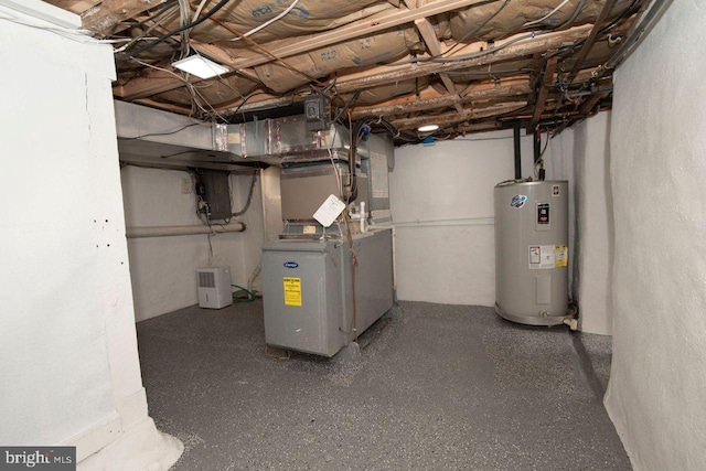 716 Old Fallston Rd, Fallston, MD 21047 - unfinished below grade area featuring electric water heater and heating unit