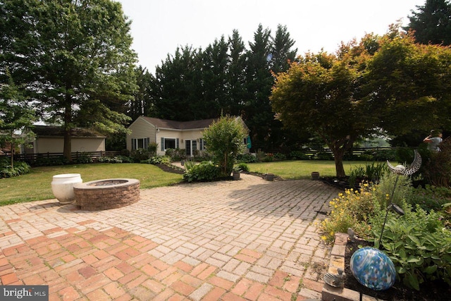 716 Old Fallston Rd, Fallston, MD 21047 - view of patio / terrace featuring an outdoor fire pit and an outbuilding