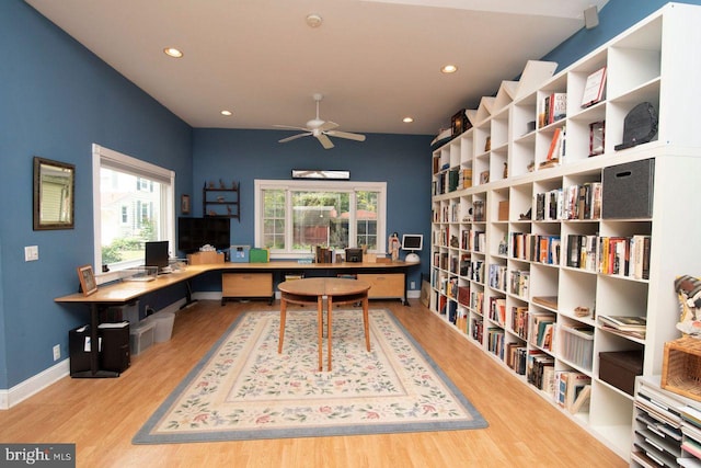 716 Old Fallston Rd, Fallston, MD 21047 - office with wood finished floors, a ceiling fan, and recessed lighting
