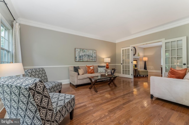 96 Becks Blvd, Ringoes, NJ 08551 - living area with ornamental molding, wood finished floors, and french doors