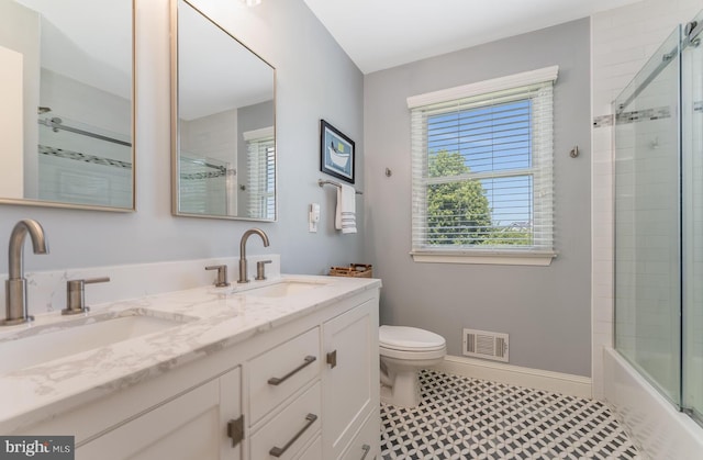 96 Becks Blvd, Ringoes, NJ 08551 - bathroom featuring double vanity and bath / shower combo with glass door