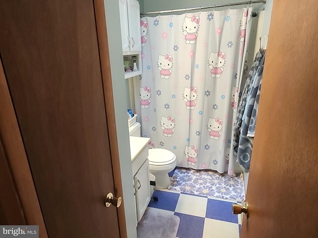 27 Gladys Trl, Fairfield, PA 17320 - bathroom featuring tile patterned floors, vanity, and a shower with shower curtain