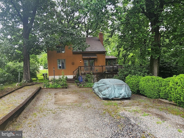27 Gladys Trl, Fairfield, PA 17320 - back of house with a chimney, french doors, a deck, and roof with shingles