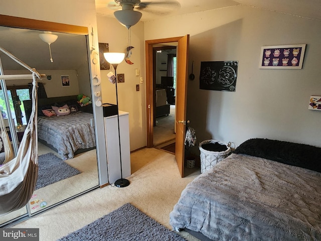 27 Gladys Trl, Fairfield, PA 17320 - bedroom featuring light colored carpet, vaulted ceiling, and a ceiling fan