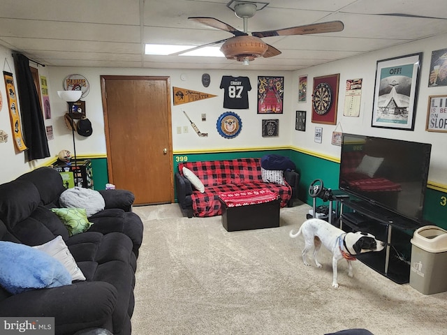 27 Gladys Trl, Fairfield, PA 17320 - carpeted living area with a paneled ceiling and a ceiling fan