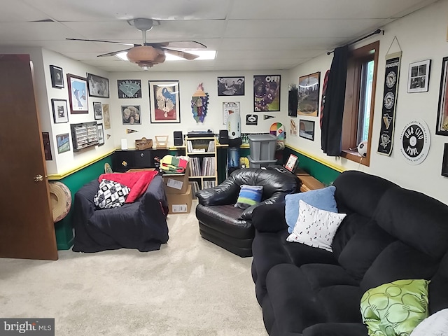27 Gladys Trl, Fairfield, PA 17320 - game room with a paneled ceiling, a ceiling fan, and carpet flooring