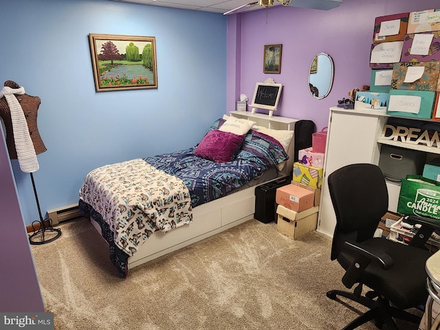 27 Gladys Trl, Fairfield, PA 17320 - bedroom with a baseboard radiator, carpet floors, and an office area