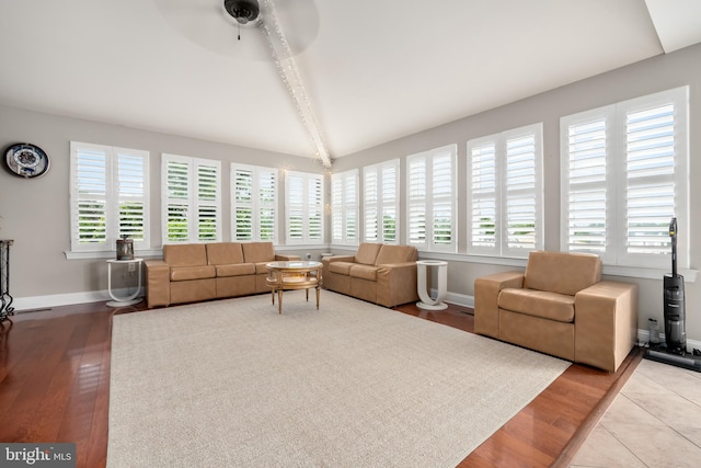 694 Ridge Rd, Telford, PA 18969 - living area featuring plenty of natural light, wood finished floors, and ceiling fan