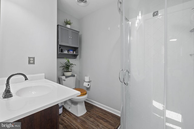 14361 Springbrook Ct, Woodbridge, VA 22193 - bathroom featuring a stall shower, wood finished floors, and vanity