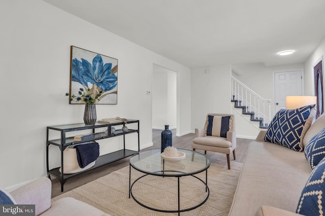 125 Walt Whitman Blvd, Cherry Hill, NJ 08003 - living room featuring stairs and wood finished floors