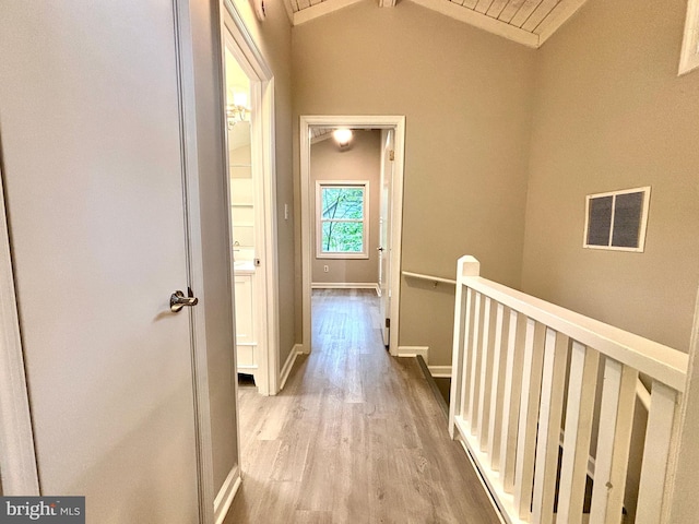 1078 Lakeview Dr, Cross Junction, VA 22625 - corridor with an upstairs landing, wood finished floors, and vaulted ceiling