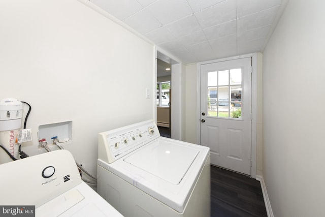 106 N Warminster Rd, Hatboro, PA 19040 - laundry room featuring independent washer and dryer and dark wood-style flooring
