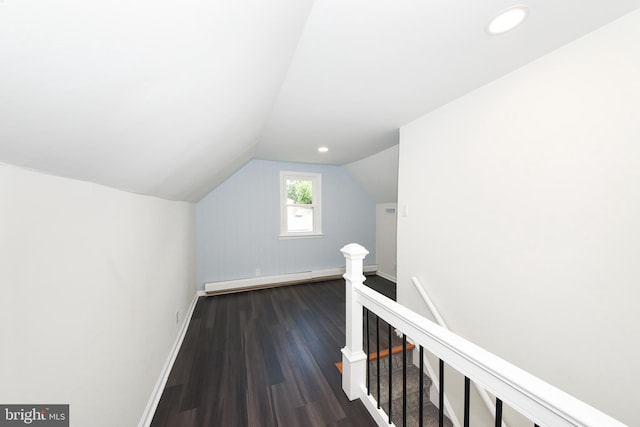 106 N Warminster Rd, Hatboro, PA 19040 - bonus room with baseboard heating, dark wood-style flooring, lofted ceiling, and recessed lighting
