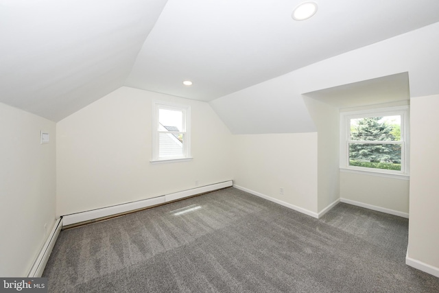 106 N Warminster Rd, Hatboro, PA 19040 - additional living space featuring lofted ceiling, baseboard heating, plenty of natural light, carpet floors, and recessed lighting