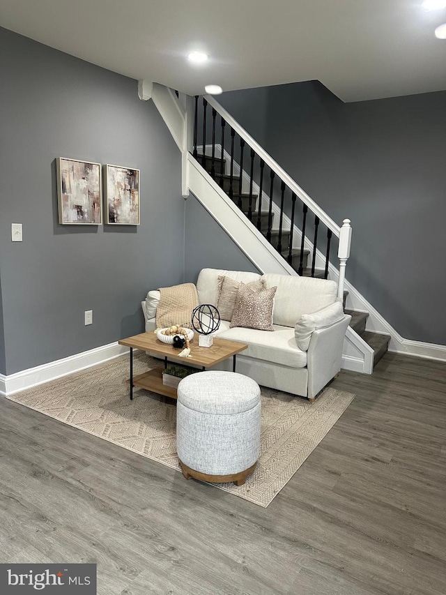 3720 Brooklyn, Baltimore, MD 21225 - living area with wood finished floors and stairs