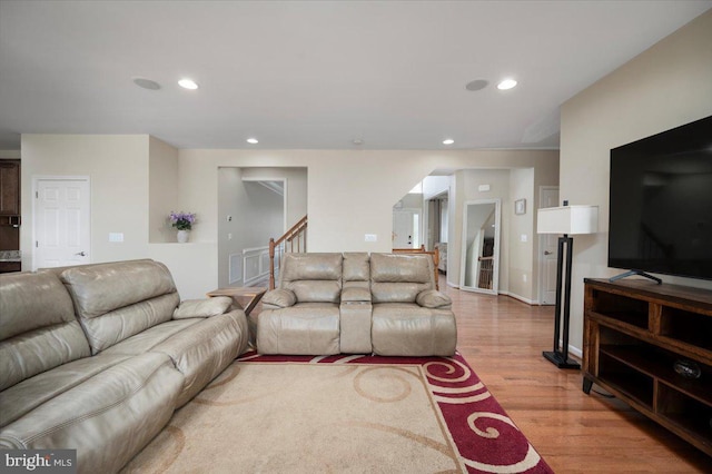 35 Gallery Rd, Stafford, VA 22554 - living room with recessed lighting, light wood finished floors, and stairs