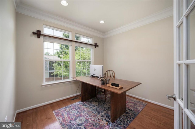 35 Gallery Rd, Stafford, VA 22554 - office space with ornamental molding, wood finished floors, and recessed lighting