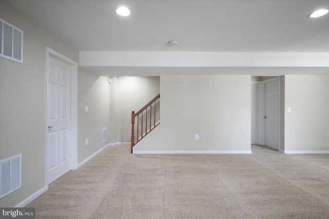 35 Gallery Rd, Stafford, VA 22554 - basement with recessed lighting, stairs, and carpet floors