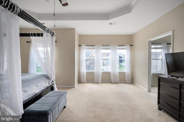 35 Gallery Rd, Stafford, VA 22554 - bedroom featuring carpet, ornamental molding, ceiling fan, and a raised ceiling