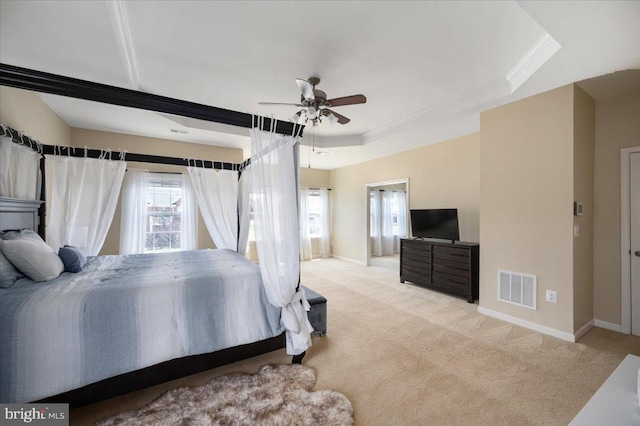 35 Gallery Rd, Stafford, VA 22554 - carpeted bedroom with a tray ceiling, crown molding, and ceiling fan