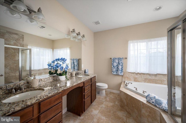 35 Gallery Rd, Stafford, VA 22554 - bathroom featuring double vanity, a bath, a stall shower, and tile patterned floors