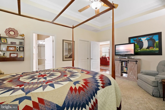 13 Doddington Blvd, Medford, NJ 08055 - bedroom with crown molding, carpet floors, ensuite bathroom, and a ceiling fan
