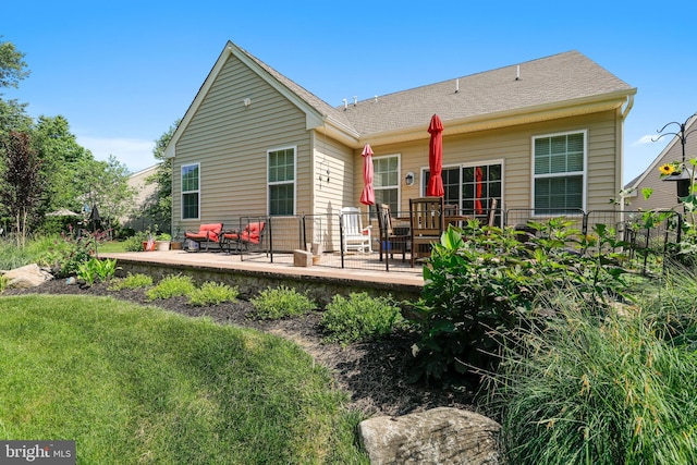 13 Doddington Blvd, Medford, NJ 08055 - back of property featuring a patio and a shingled roof