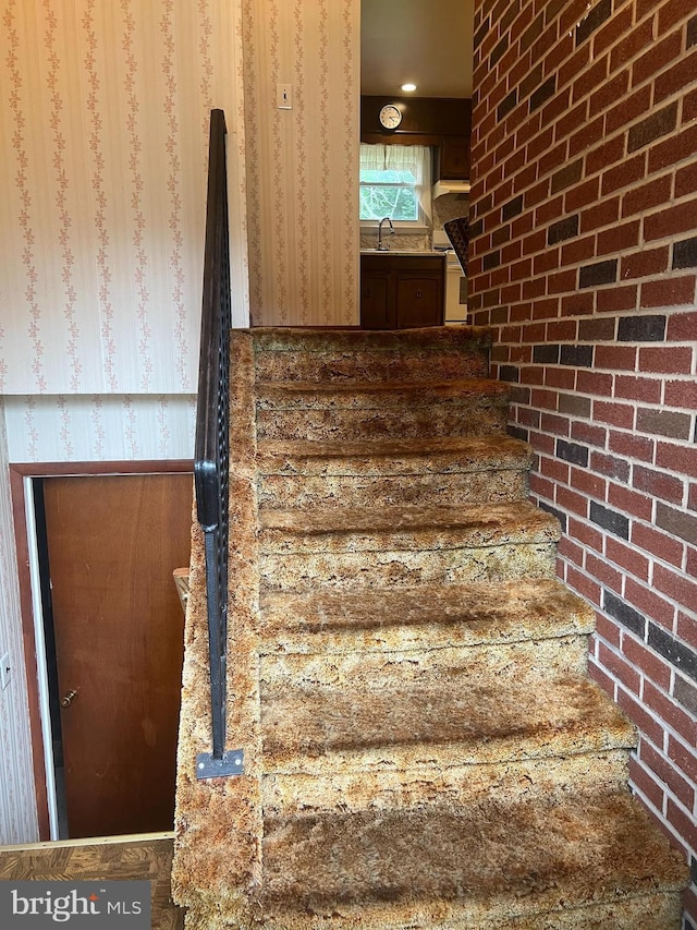 300 W New St, Glassboro, NJ 08028 - staircase with wallpapered walls