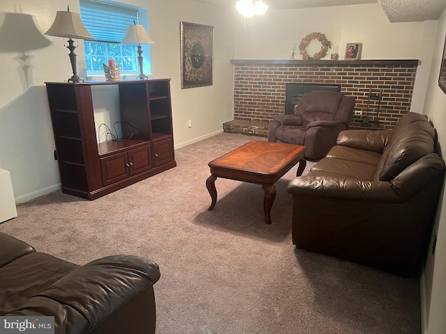 300 W New St, Glassboro, NJ 08028 - carpeted living room featuring a fireplace and baseboards