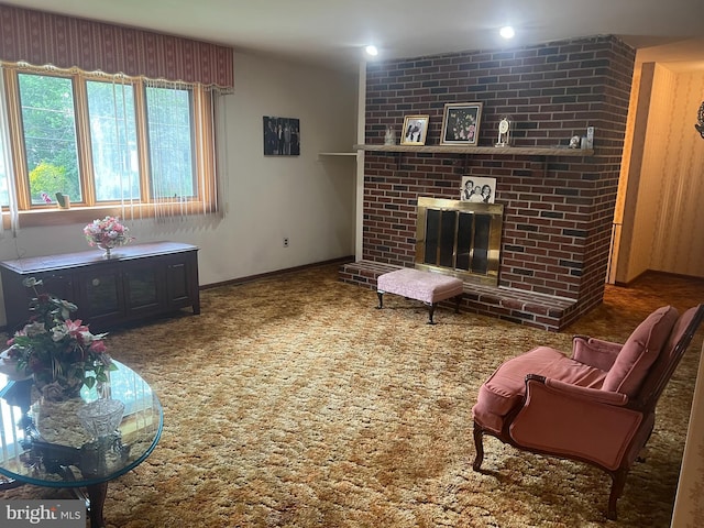 300 W New St, Glassboro, NJ 08028 - carpeted living room with a fireplace and baseboards