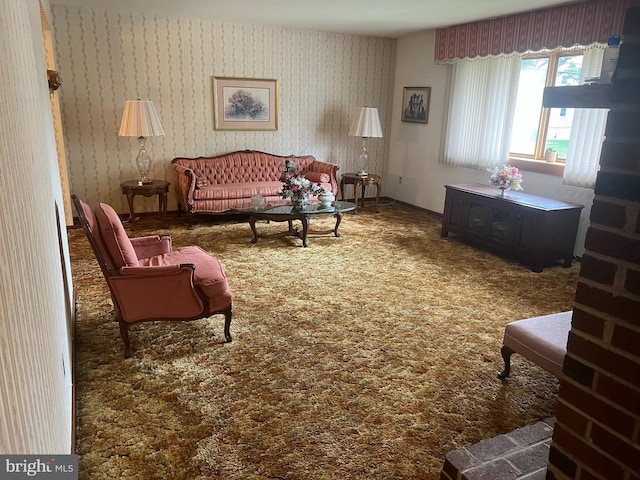 300 W New St, Glassboro, NJ 08028 - living room with carpet floors and wallpapered walls