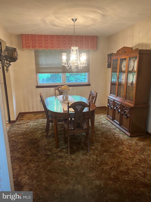 300 W New St, Glassboro, NJ 08028 - dining space with a chandelier, carpet floors, and wallpapered walls