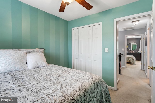 107 Pelican Cv, Stafford, VA 22554 - bedroom featuring light carpet, a closet, and ceiling fan