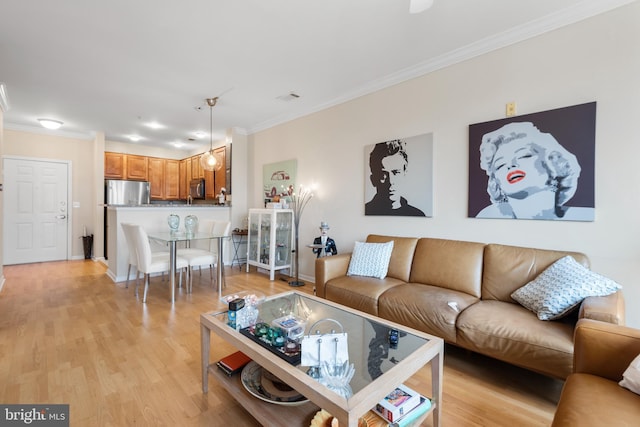 12000 Market St Unit 378, Reston, VA 20190 - living room with ornamental molding and light wood finished floors