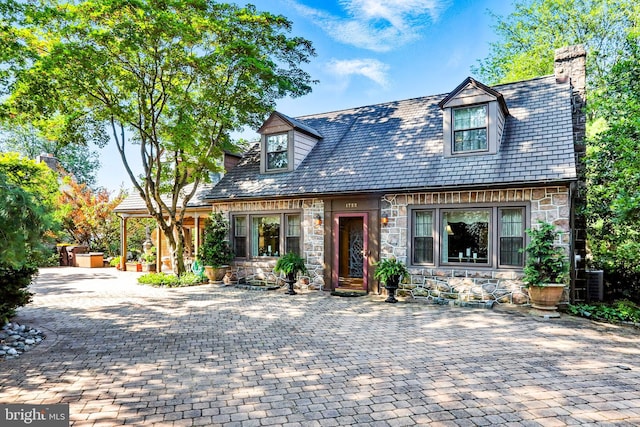 1722 Swamp Pike, Gilbertsville, PA 19525 - cape cod house with a high end roof, stone siding, and a chimney