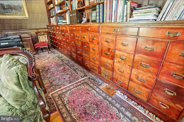 1722 Swamp Pike, Gilbertsville, PA 19525 - living area with wooden walls and wallpapered walls