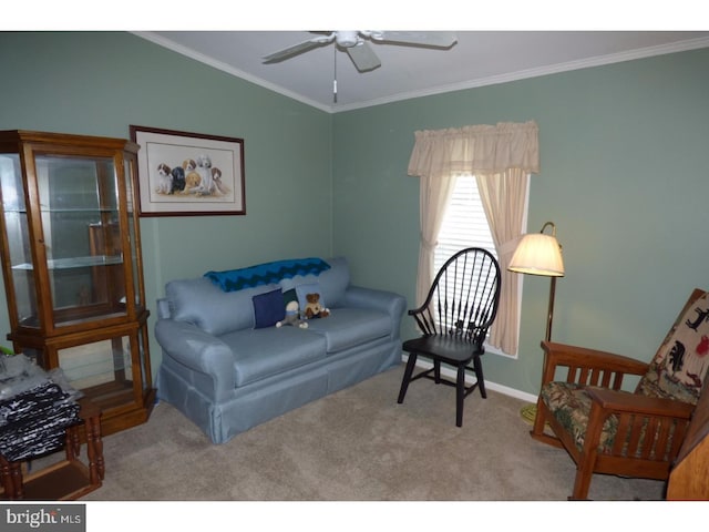 277 W 4th St, Red Hill, PA 18076 - sitting room with crown molding, ceiling fan, and carpet flooring