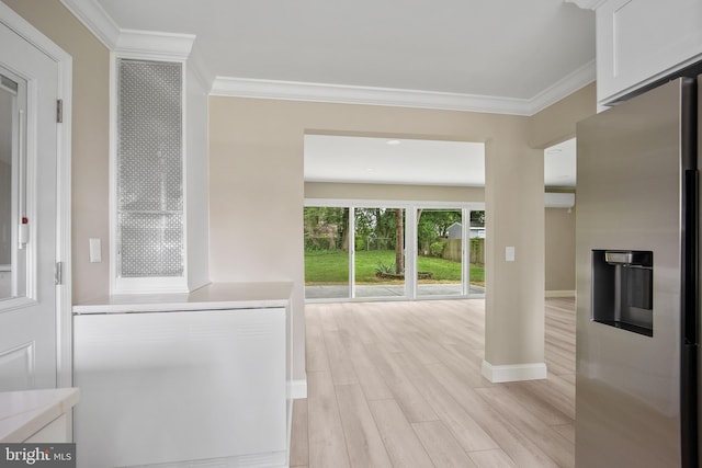 116 Hollow Rd, Levittown, PA 19056 - hallway featuring light wood-style floors and ornamental molding