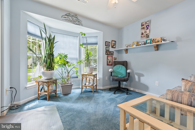 32618 Seaview Loop, Millsboro, DE 19966 - living area with plenty of natural light, carpet, and ceiling fan