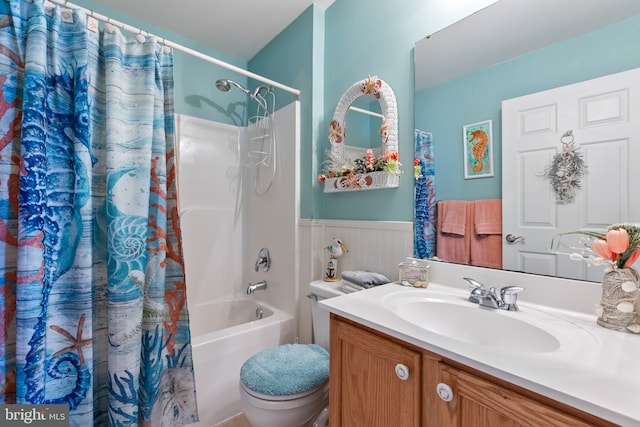 32618 Seaview Loop, Millsboro, DE 19966 - bathroom with shower / bath combo, wainscoting, and vanity