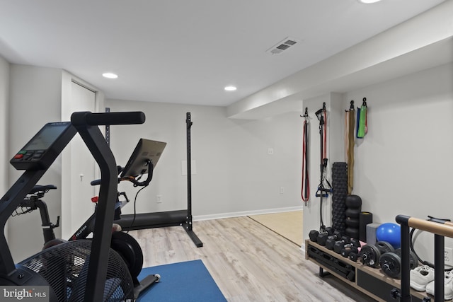 5117 Duel Pl, Capitol Heights, MD 20743 - workout area with light wood-style flooring and recessed lighting