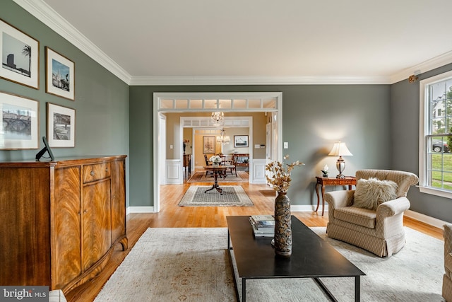 4 Taylor Chase Ln, West Chester, PA 19382 - living area with light wood finished floors, crown molding, and a chandelier