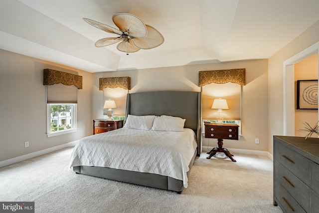 4 Taylor Chase Ln, West Chester, PA 19382 - bedroom featuring light carpet, a tray ceiling, and a ceiling fan