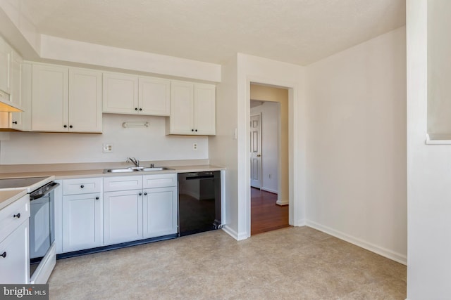 8 Tatler Pl, Owings Mills, MD 21117 - kitchen with dishwasher, white range with electric stovetop, white cabinetry, light countertops, and light flooring