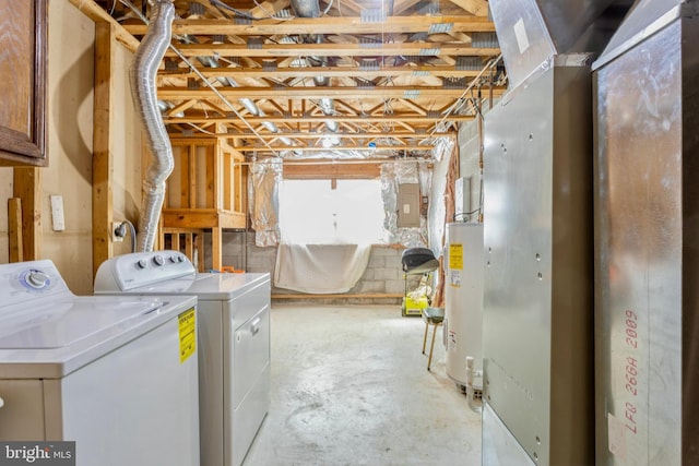 8 Tatler Pl, Owings Mills, MD 21117 - below grade area featuring washer and clothes dryer, water heater, and electric panel