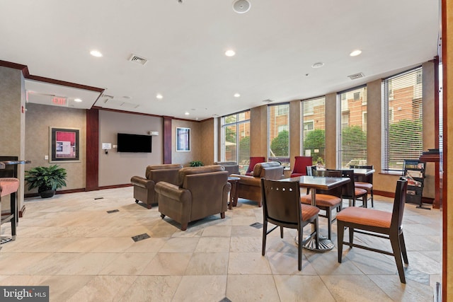 9480 Virginia Center Blvd Unit 327, Vienna, VA 22181 - dining room featuring recessed lighting and crown molding