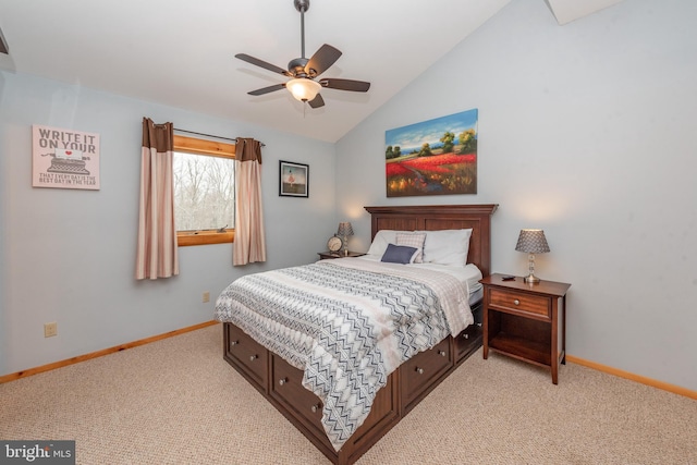 45 Marble Way, Mc Henry, MD 21541 - bedroom featuring light colored carpet, vaulted ceiling, and a ceiling fan