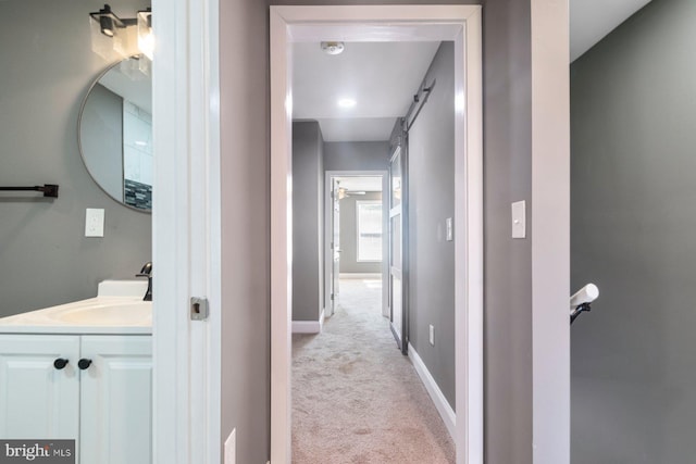 1955 N Collington Ave, Baltimore, MD 21213 - hallway with light colored carpet and baseboards