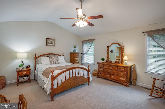 1905 Reading Blvd, Reading, PA 19609 - bedroom with lofted ceiling, light carpet, and ceiling fan